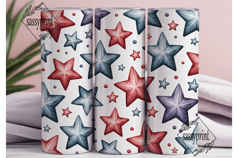 Patriotic Stars 20oz Tumbler Wrap Sublimation sassyprint 