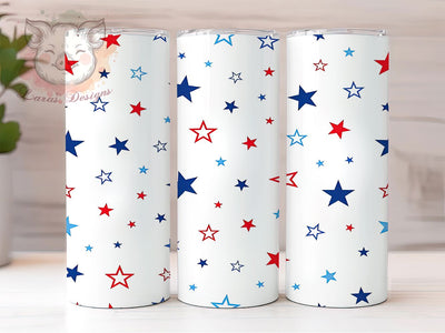 Patriotic Stars Art 20oz Tumbler, Patriotic Stars, Red White Blue, 4th of July, Festive Pattern, American Theme, Skinny Tumbler, Sublimation PNG Sublimation Lara' s Designs 