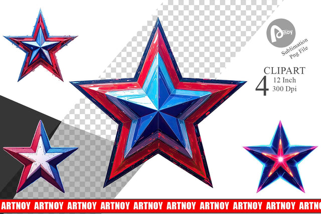 Patriotic Stars Clipart Sublimation artnoy 