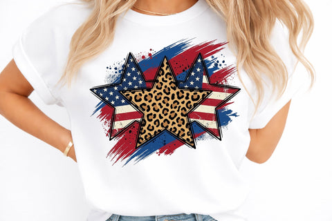 Patriotic Stars Leopard Hand Painted Sublimation designmaster24 