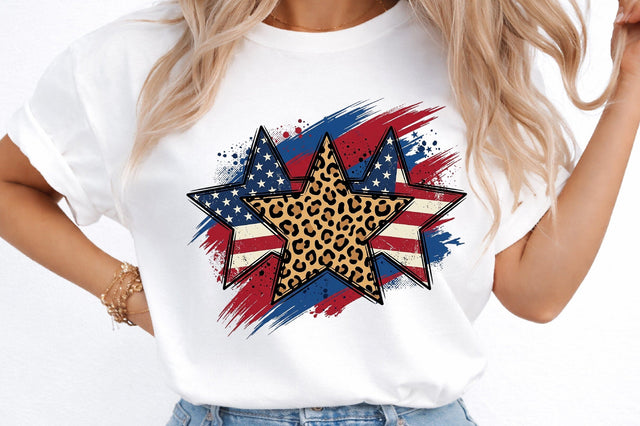 Patriotic Stars Leopard Hand Painted Sublimation designmaster24 
