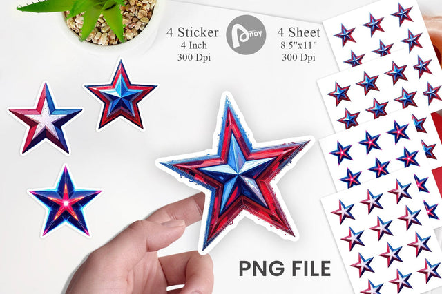 Patriotic Stars Sticker Sublimation artnoy 