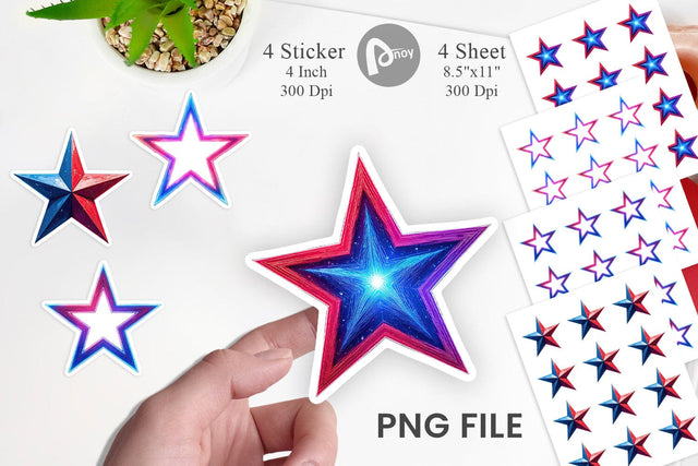 Patriotic Stars Sticker Sublimation artnoy 