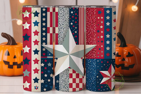 Patriotic Stars & Stripes 20oz Tumbler Sublimation PixelChick 