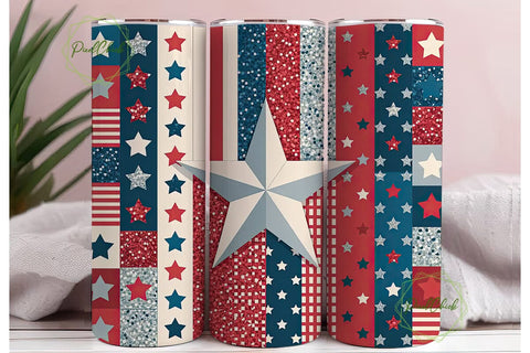 Patriotic Stars & Stripes 20oz Tumbler Sublimation PixelChick 