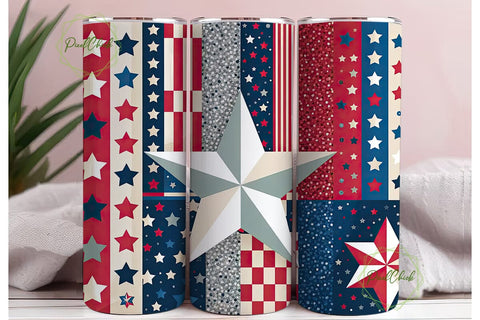 Patriotic Stars & Stripes 20oz Tumbler Sublimation PixelChick 