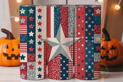 Patriotic Stars & Stripes 20oz Tumbler Sublimation PixelChick 