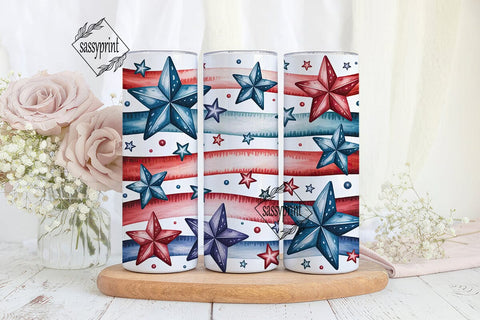 Patriotic Stars & Stripes 20oz Tumbler Sublimation sassyprint 