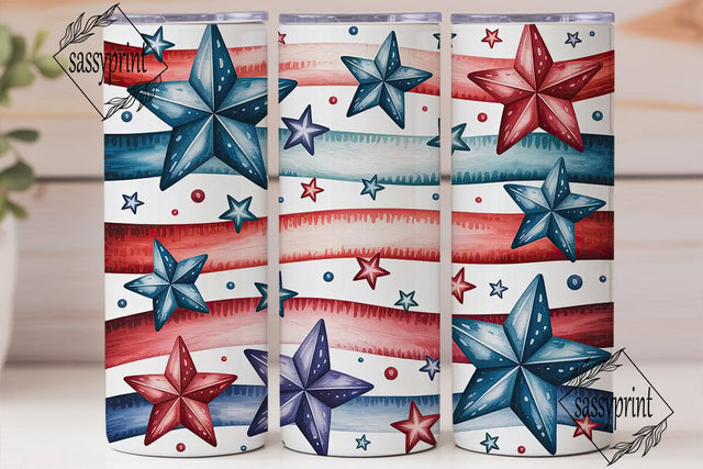Patriotic Stars & Stripes 20oz Tumbler Sublimation sassyprint 