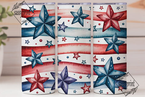 Patriotic Stars & Stripes 20oz Tumbler Sublimation sassyprint 