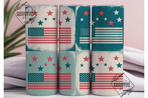Patriotic Stars & Stripes 20oz Tumbler Sublimation sassyprint 