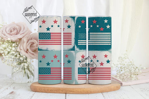 Patriotic Stars & Stripes 20oz Tumbler Sublimation sassyprint 