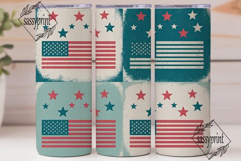 Patriotic Stars & Stripes 20oz Tumbler Sublimation sassyprint 