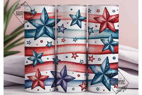 Patriotic Stars & Stripes 20oz Tumbler Sublimation sassyprint 