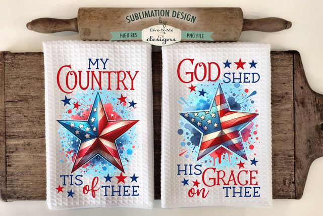 Patriotic Stars - Sublimation Kitchen Towel Designs Sublimation Ewe-N-Me Designs 