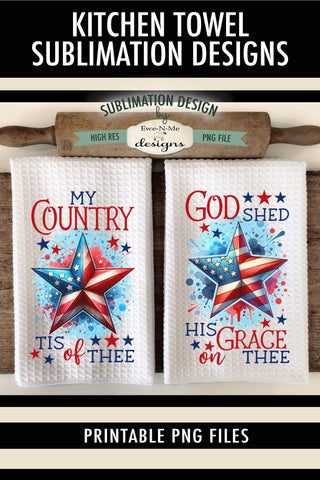 Patriotic Stars - Sublimation Kitchen Towel Designs Sublimation Ewe-N-Me Designs 
