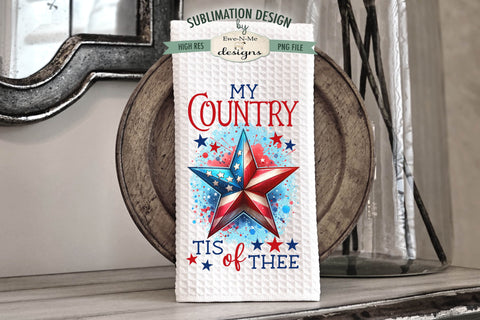 Patriotic Stars - Sublimation Kitchen Towel Designs Sublimation Ewe-N-Me Designs 
