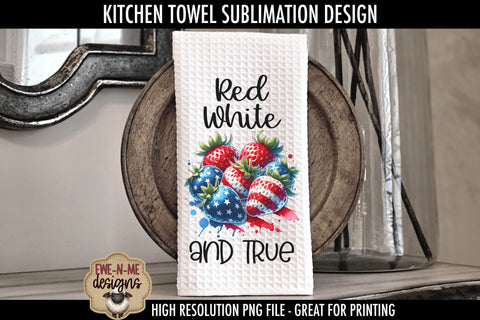 Patriotic Strawberries - Kitchen Towel Sublimation Designs Sublimation Ewe-N-Me Designs 