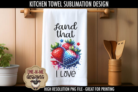 Patriotic Strawberries - Kitchen Towel Sublimation Designs Sublimation Ewe-N-Me Designs 