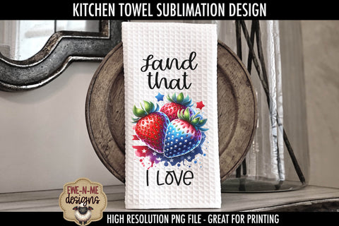 Patriotic Strawberries - Kitchen Towel Sublimation Designs Sublimation Ewe-N-Me Designs 