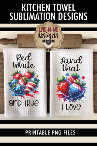 Patriotic Strawberries - Kitchen Towel Sublimation Designs Sublimation Ewe-N-Me Designs 