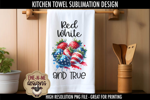 Patriotic Strawberries - Kitchen Towel Sublimation Designs Sublimation Ewe-N-Me Designs 