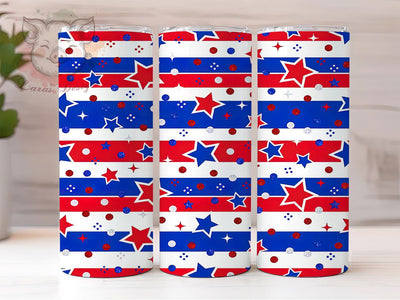 Patriotic Stripe Art 20oz Tumbler, Red White Blue, Horizontal Bands, Festive Pattern, 4th of July, Patriotic Theme, Skinny Tumbler, Sublimation PNG Sublimation Lara' s Designs 