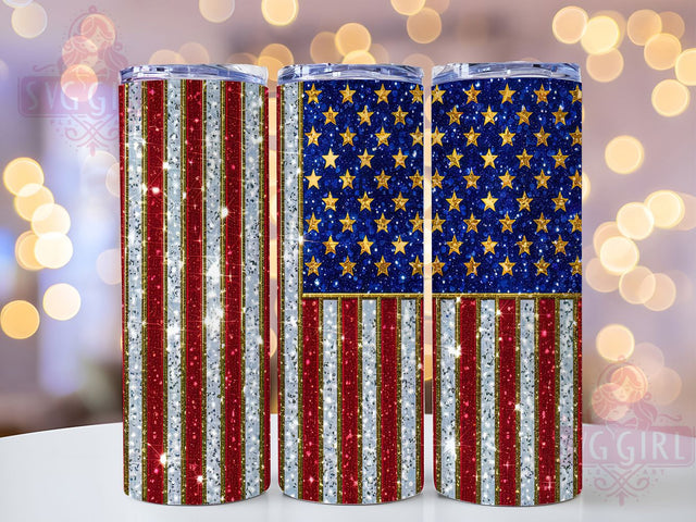 Patriotic Stripes USA Flag Tumbler, USA Flag Wrap, 20oz Sublimation Wrap, Red White Blue Cup, Fourth of July Tumbler, American Pride Design, Stars and Stripes Tumbler Sublimation SvggirlplusArt 