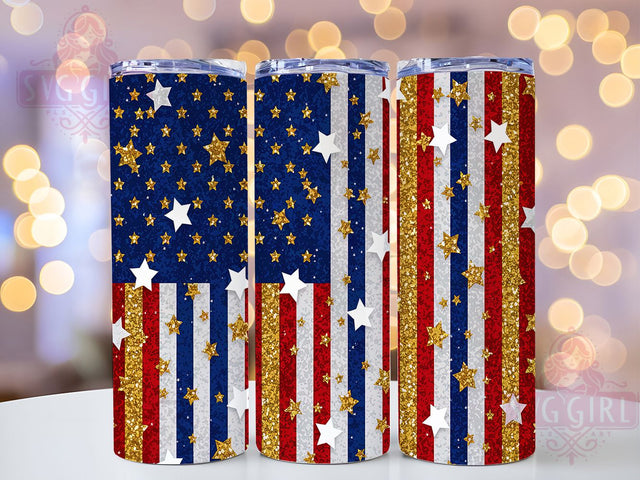 Patriotic Stripes USA Flag Tumbler, USA Flag Wrap, 20oz Sublimation Wrap, Red White Blue Cup, Fourth of July Tumbler, American Pride Design, Stars and Stripes Tumbler Sublimation SvggirlplusArt 