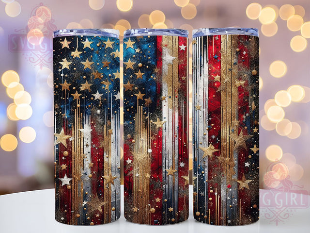 Patriotic Stripes USA Flag Tumbler, USA Flag Wrap, 20oz Sublimation Wrap, Red White Blue Cup, Fourth of July Tumbler, American Pride Design, Stars and Stripes Tumbler Sublimation SvggirlplusArt 