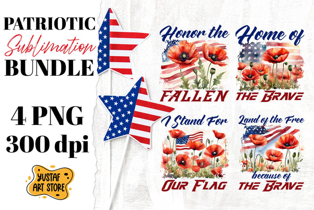 Patriotic sublimation. American flag and poppy flowers 4 PNG Sublimation Yustaf Art Store 