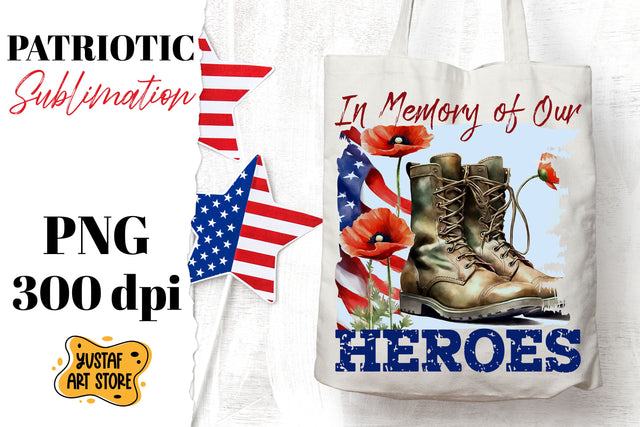 Patriotic sublimation. Military boots and poppy flowers PNG Sublimation Yustaf Art Store 