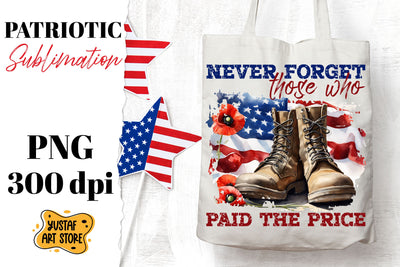 Patriotic sublimation. Military boots and poppy flowers PNG Sublimation Yustaf Art Store 