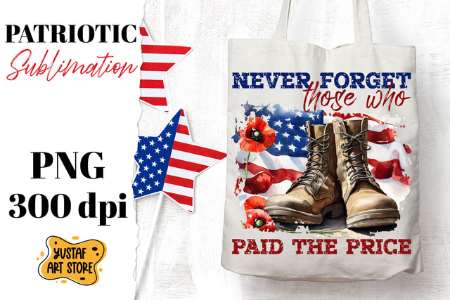Patriotic sublimation. Military boots and poppy flowers PNG Sublimation Yustaf Art Store 