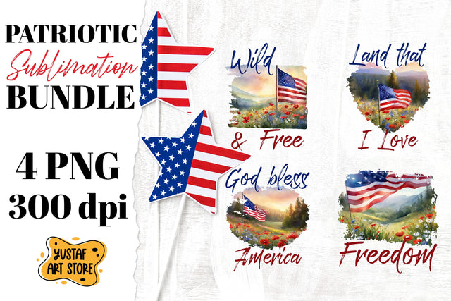 Patriotic sublimation. Watercolor American flag 4 design Sublimation Yustaf Art Store 