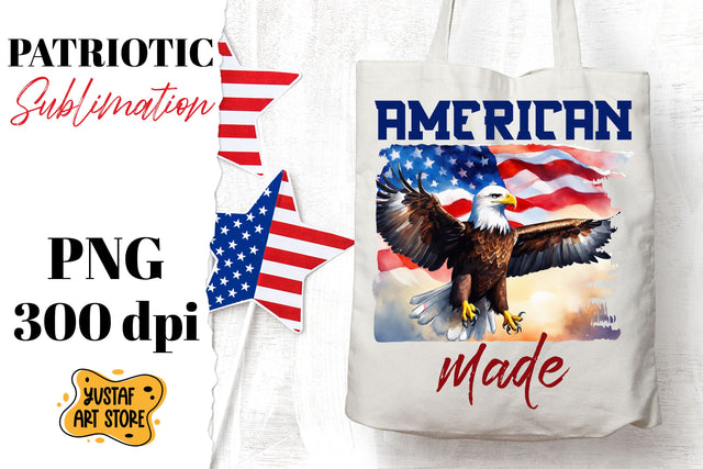 Patriotic sublimation. Watercolor American flag and eagle Sublimation Yustaf Art Store 