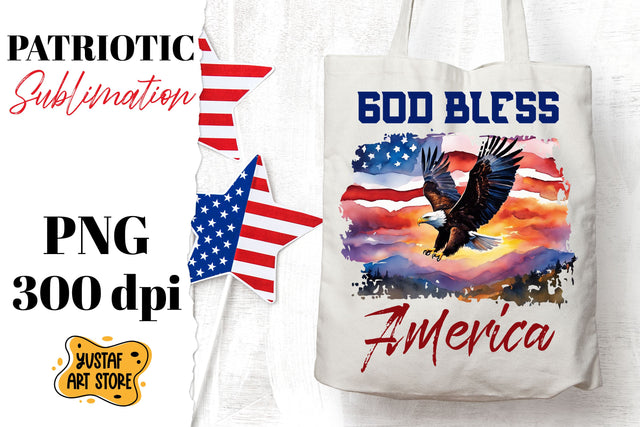 Patriotic sublimation. Watercolor American flag and eagle Sublimation Yustaf Art Store 