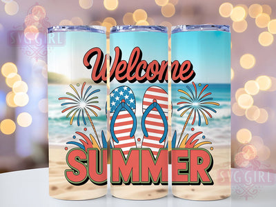 Patriotic Summer Design 20oz Tumbler, USA Flag Wrap, Sublimation Gift, Patriotic Mug, 20oz Tumbler Design, Summer Theme, American Pride Graphic Sublimation SvggirlplusArt 