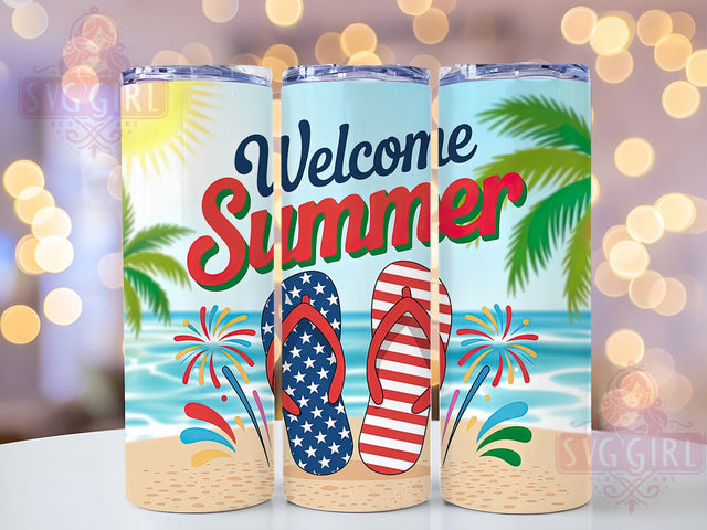 Patriotic Summer Design 20oz Tumbler, USA Flag Wrap, Sublimation Gift, Patriotic Mug, 20oz Tumbler Design, Summer Theme, American Pride Graphic Sublimation SvggirlplusArt 