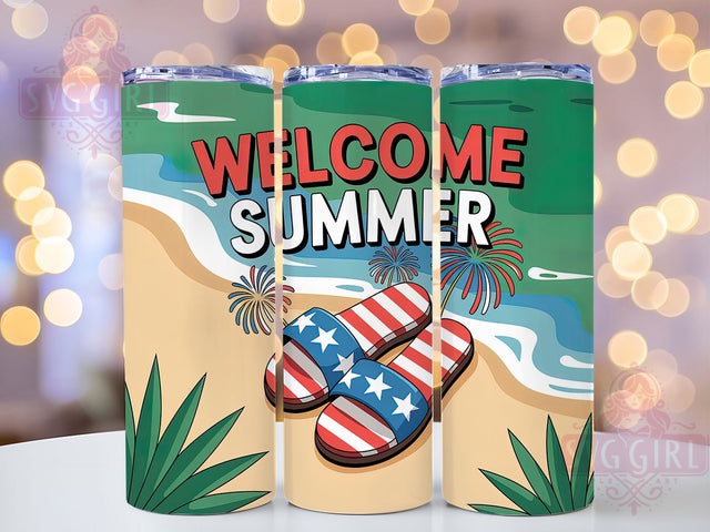 Patriotic Summer Design 20oz Tumbler, USA Flag Wrap, Sublimation Gift, Patriotic Mug, 20oz Tumbler Design, Summer Theme, American Pride Graphic Sublimation SvggirlplusArt 