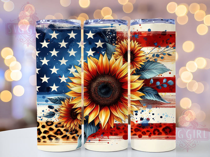Patriotic Sunflower 20oz Tumbler Wrap Sublimation Design, Straight Tapered Tumbler Wrap, 4th of July Tumbler Png, Instant Digital Download Sublimation SvggirlplusArt 