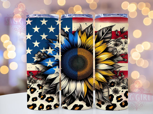 Patriotic Sunflower 20oz Tumbler Wrap Sublimation Design, Straight Tapered Tumbler Wrap, 4th of July Tumbler Png, Instant Digital Download Sublimation SvggirlplusArt 