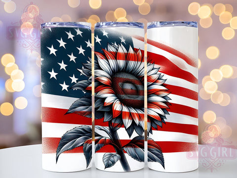Patriotic Sunflower 20oz Tumbler Wrap Sublimation Design, Straight Tapered Tumbler Wrap, 4th of July Tumbler Png, Instant Digital Download Sublimation SvggirlplusArt 