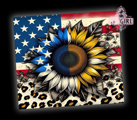 Patriotic Sunflower 20oz Tumbler Wrap Sublimation Design, Straight Tapered Tumbler Wrap, 4th of July Tumbler Png, Instant Digital Download Sublimation SvggirlplusArt 