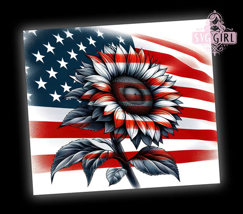 Patriotic Sunflower 20oz Tumbler Wrap Sublimation Design, Straight Tapered Tumbler Wrap, 4th of July Tumbler Png, Instant Digital Download Sublimation SvggirlplusArt 