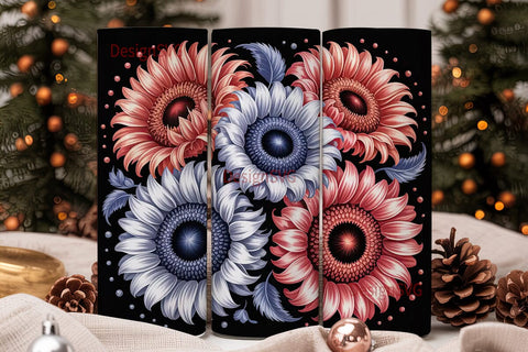 Patriotic Sunflower 20oz Tumbler Wrap Sublimation DesignSVG 