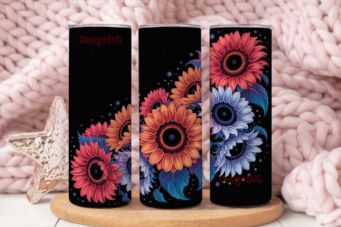 Patriotic Sunflower 20oz Tumbler Wrap Sublimation DesignSVG 