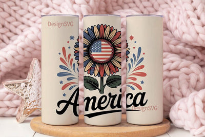 Patriotic Sunflower 20oz Tumbler Wrap Sublimation DesignSVG 