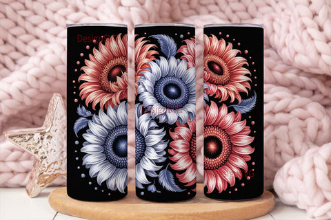 Patriotic Sunflower 20oz Tumbler Wrap Sublimation DesignSVG 