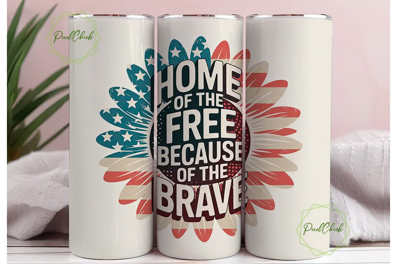 Patriotic Sunflower 20oz Tumbler Wrap Sublimation PixelChick 